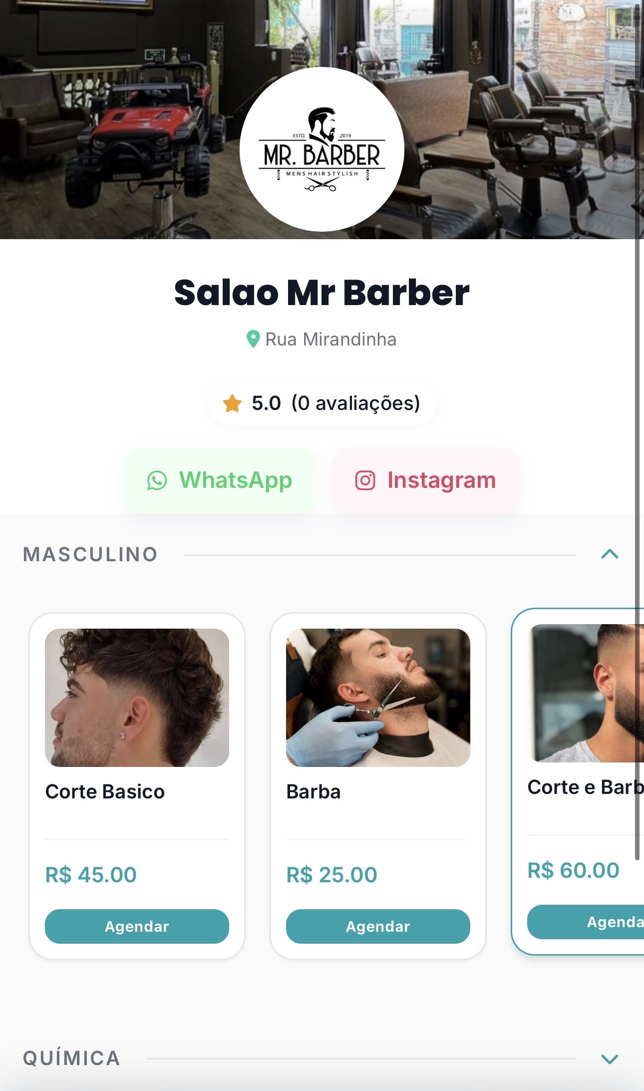 Página do Salão Agendoz